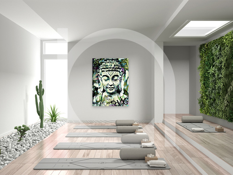 nola art spirit senses buddha kopf blaugruen montage